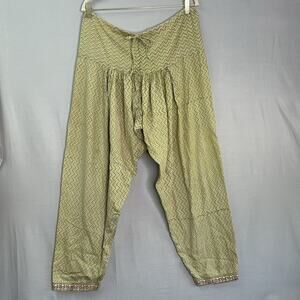 Harem Pants Chevron Geometric Cotton Fabric Hippie Baggy Boho Drop Crotch‎ OS